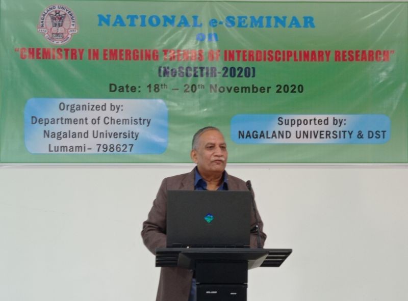 Prof. P Lal, VC, Nagaland University delivering a speech during the inaugural session on November 18. (Photo Courtesy: PRO, NU)